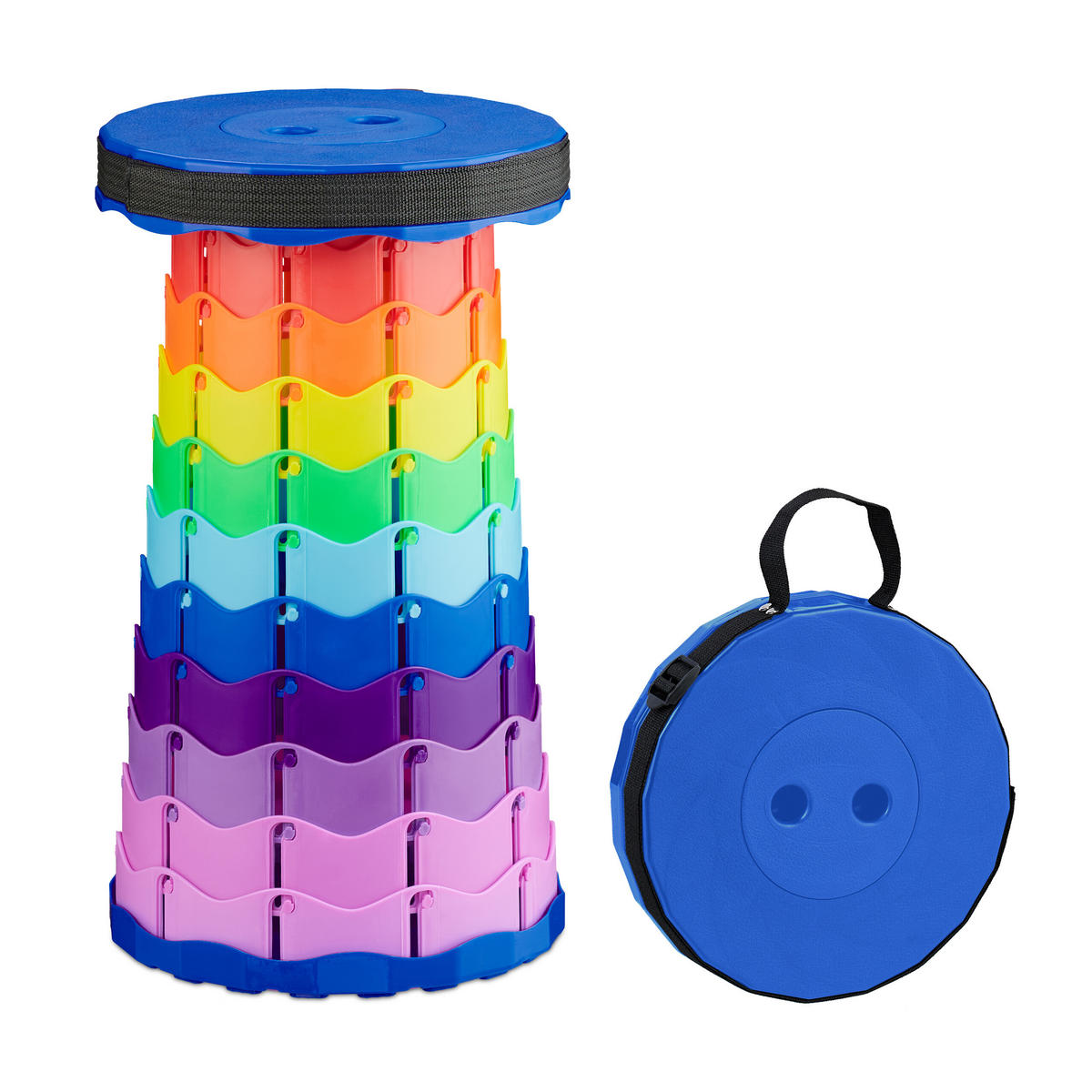 TELESKOPHOCKER - Multicolor, Kunststoff (25/44.5/25cm) - Relaxdays