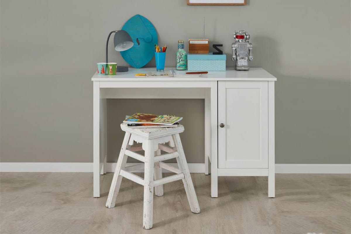 SCHREIBTISCH FARGE mit Türen, weiß - Weiß, Holz (50/115/75cm) - KONSIMO®