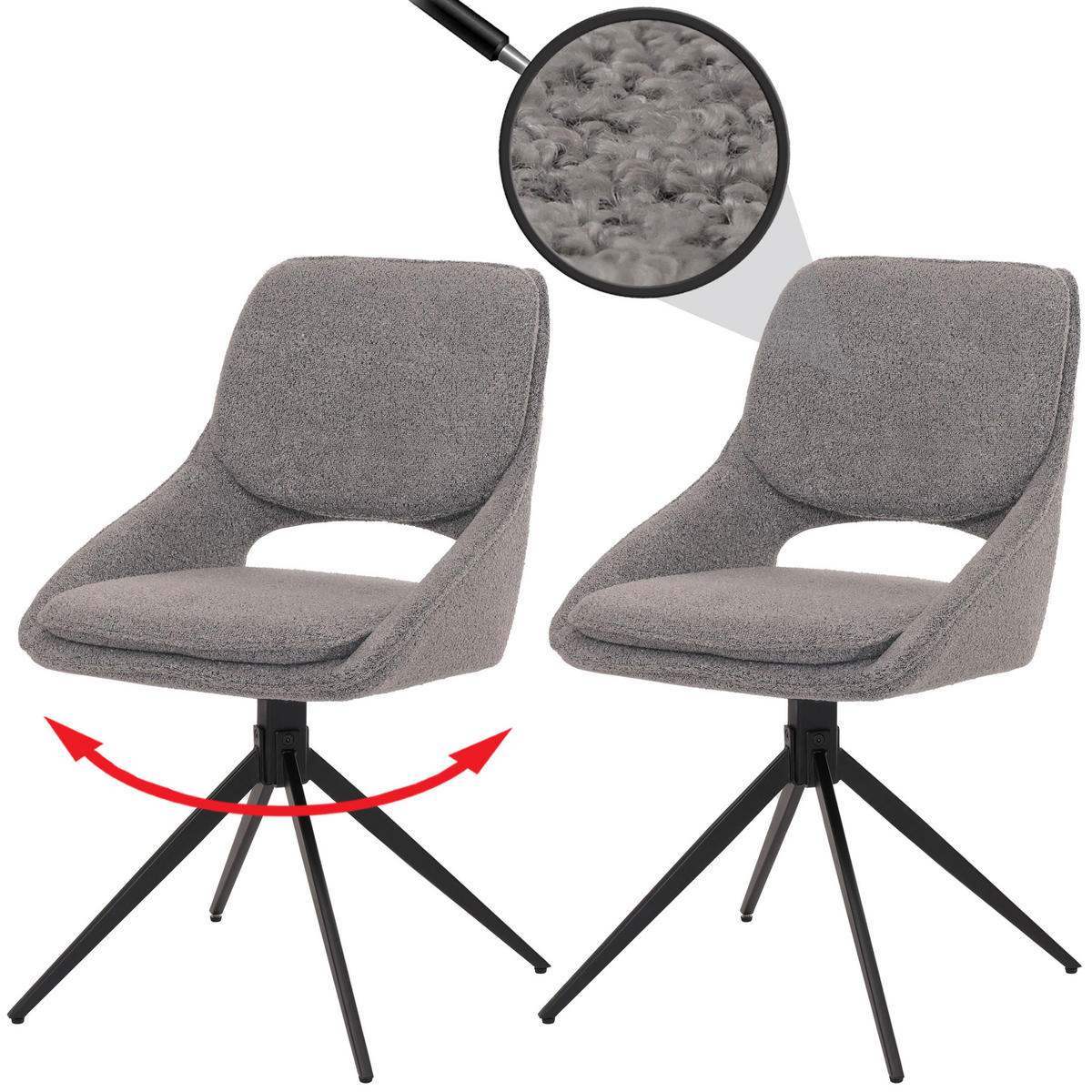 ESSZIMMERSTUHL Hellgrau 2er-Set - Hellgrau, Textil (55/87/55cm) - MCW