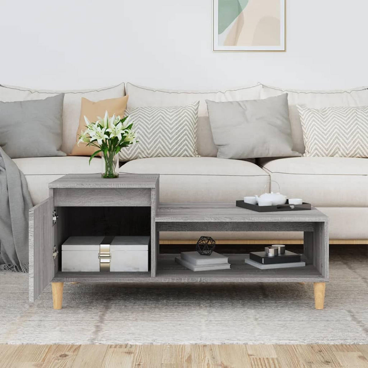 COUCHTISCH Grau Sonoma 100x50x45 cm Holzwerkstoff - Grau, Holzwerkstoff (100/50/45cm) - furnicato