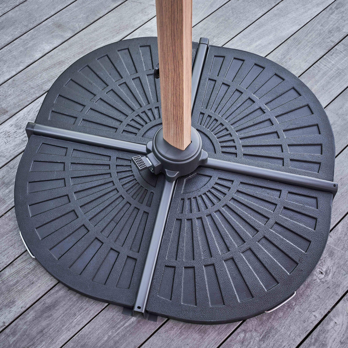 SONNENSCHIRM 3x3m mit 4 Gewichtsplatten, Grau - Grau, Metall (300/300cm) - Oviala