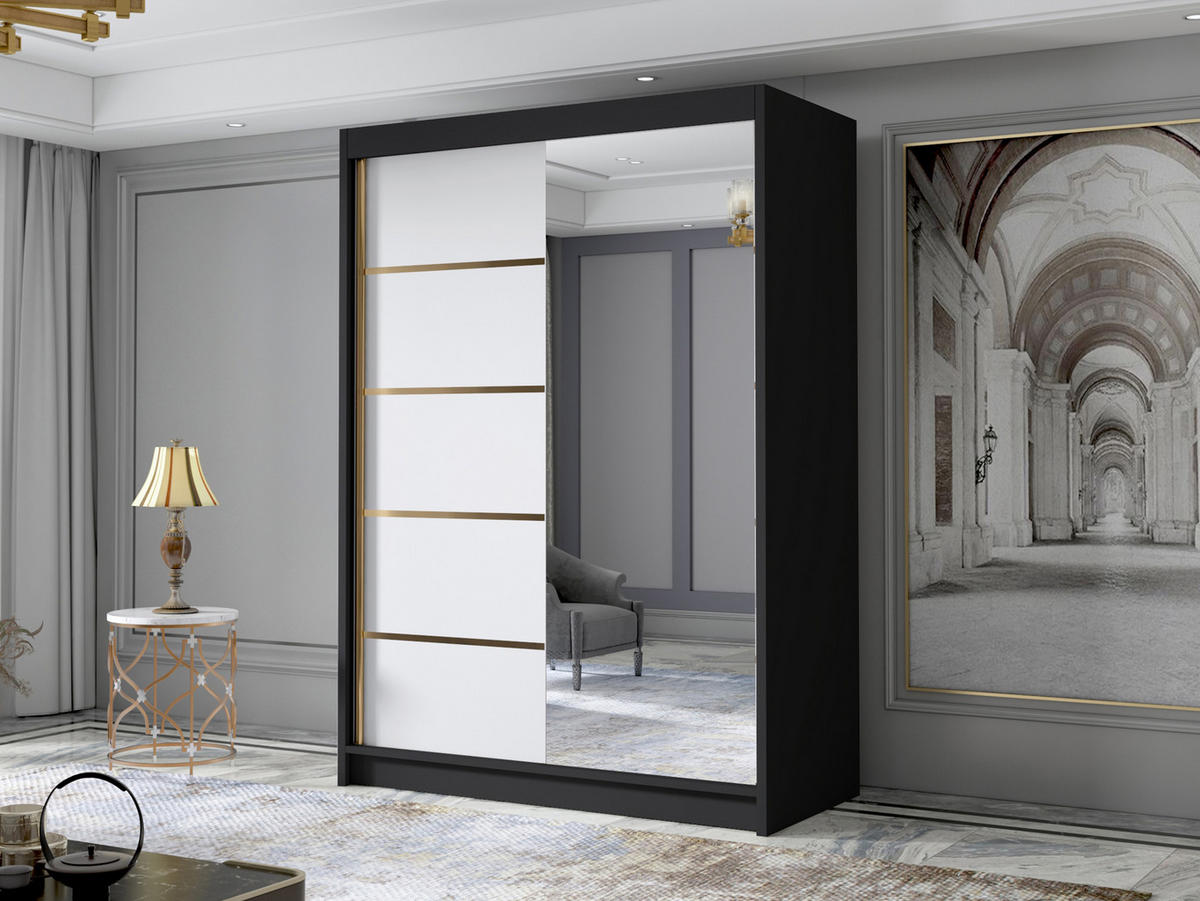 SCHIEBETÜRENSCHRANK Lungo III - Goldfarben, Holzwerkstoff/Metall (120/200/58cm) - MIRJAN24