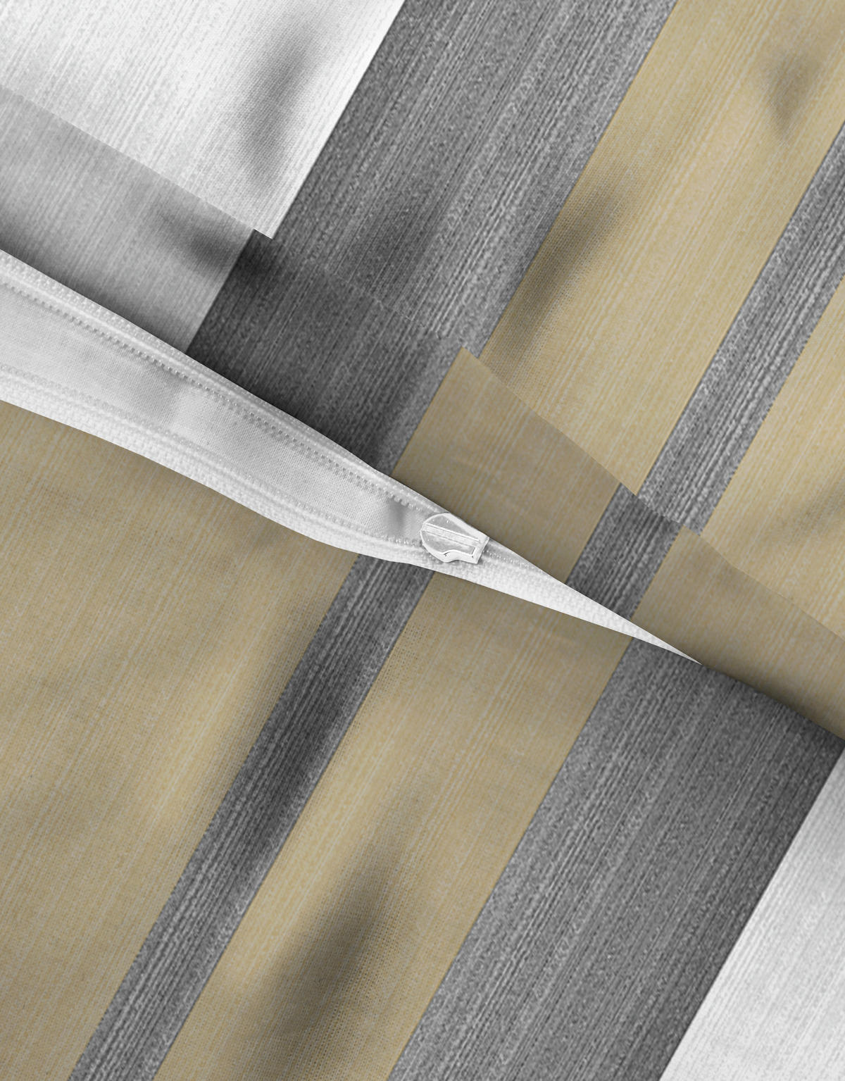 BETTWÄSCHE-GARNITUR Thermofleece Längsstreifen kitt, 135x200 cm + 80x80 cm - Beige, Textil (135/200cm) - Castell