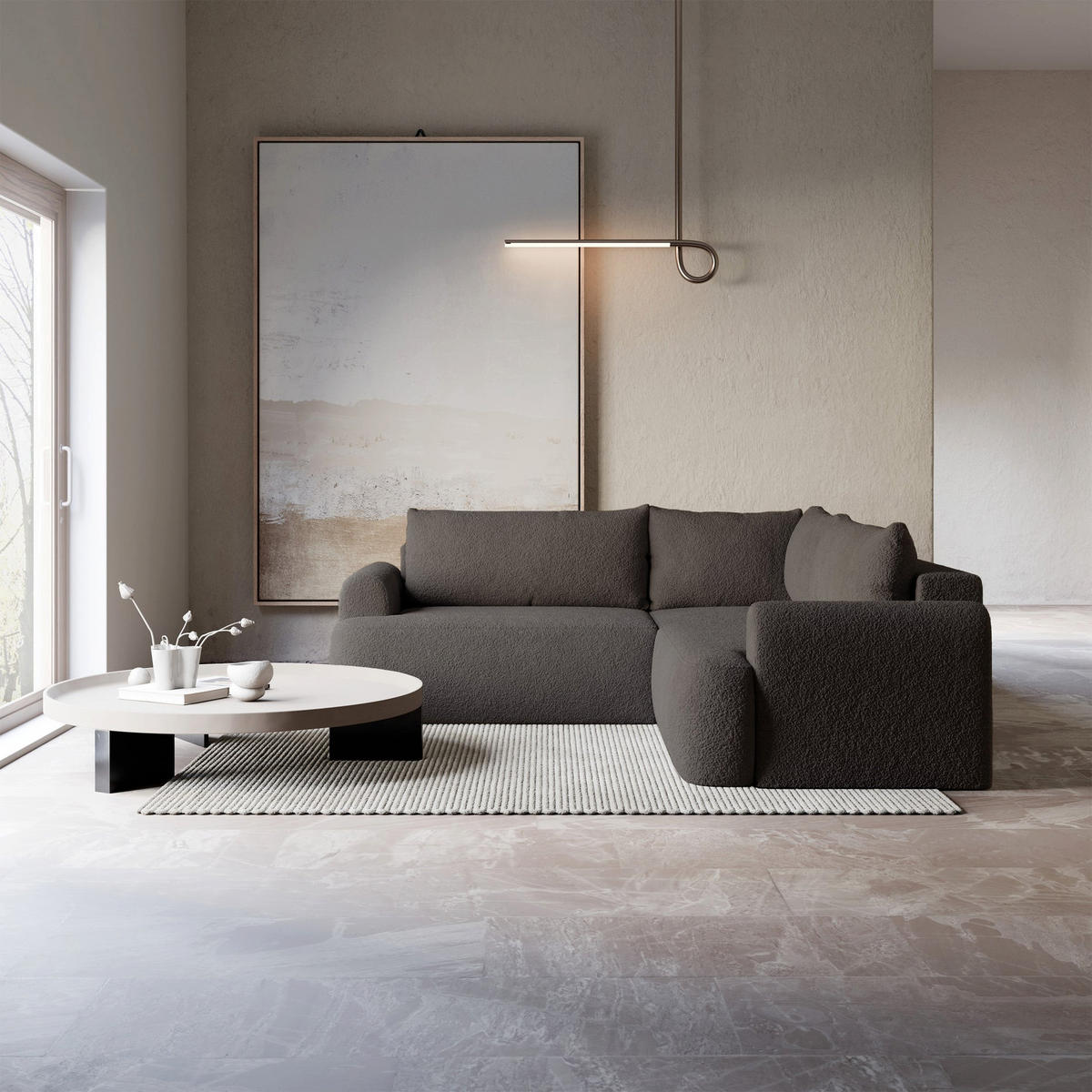 ROHOVÁ POHOVKA Ovo Světle šedá látka univerzální s úložným prostorem - černá/šedohnědá, textil/plast (245/245cm) - Selsey
