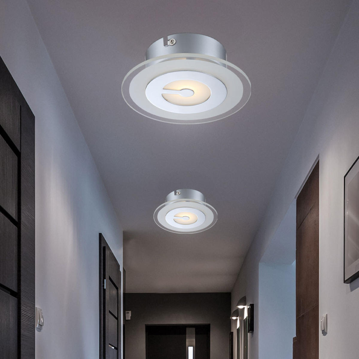 LED DECKENLEUCHTE Metall Chrom - Silberfarben, Glas (16/16/5.2cm) - Globo Lighting