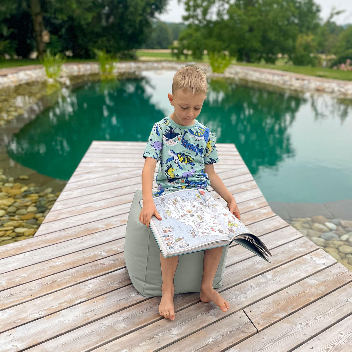 SITZWÜRFEL Outdoor Cubo felsgrau - Dunkelgrau/Grau, Textil (40/40/40cm) - Bruni