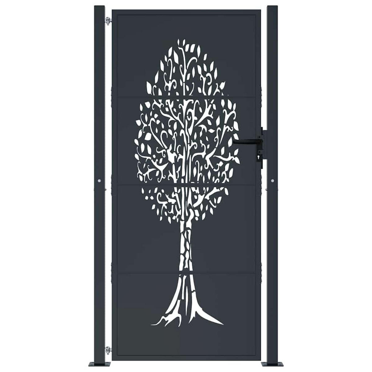 GARTENTOR im Baum-Design, 110/180 cm, aus Stahl, in Anthrazit, modern - Grau, Metall (175/180cm) - vidaXL