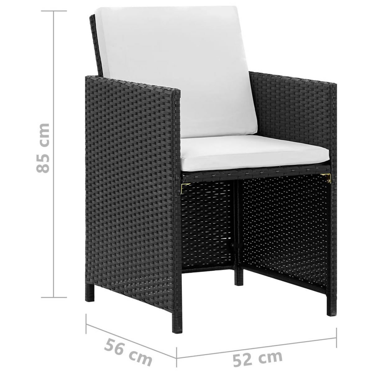 DINING-LOUNGESET mit Auflagen für 10 Personen, aus PE-Rattan, Schwarz und Weiß, 11-teiliges Set - Schwarz, Kunststoff - vidaXL