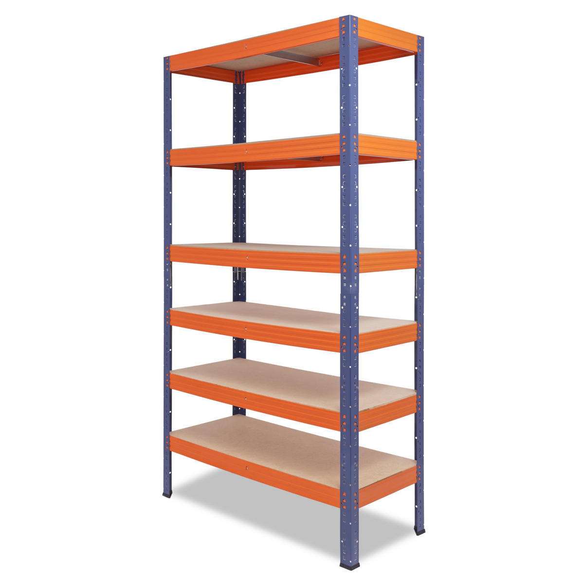 SCHWERLASTREGAL PRO 200x60x50 cm in blau-orange mit 6 Böden und 166 kg Traglast pro Boden - Multicolor, Metall (60/200/50cm) - shelfplaza