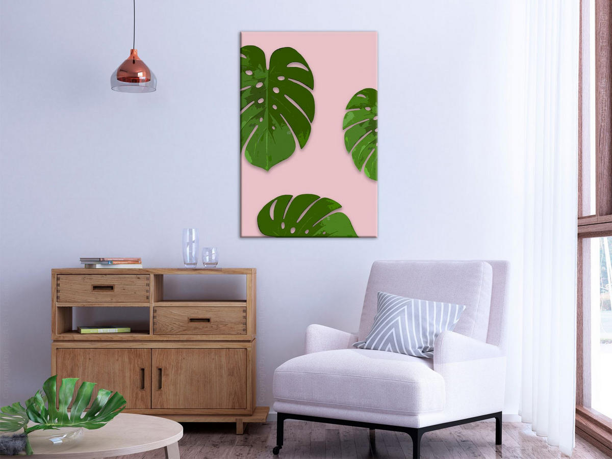 KUNSTDRUCK Grün 40/60 cm - Pink/Grün, Textil (40/60cm) - KUNSTLOFT