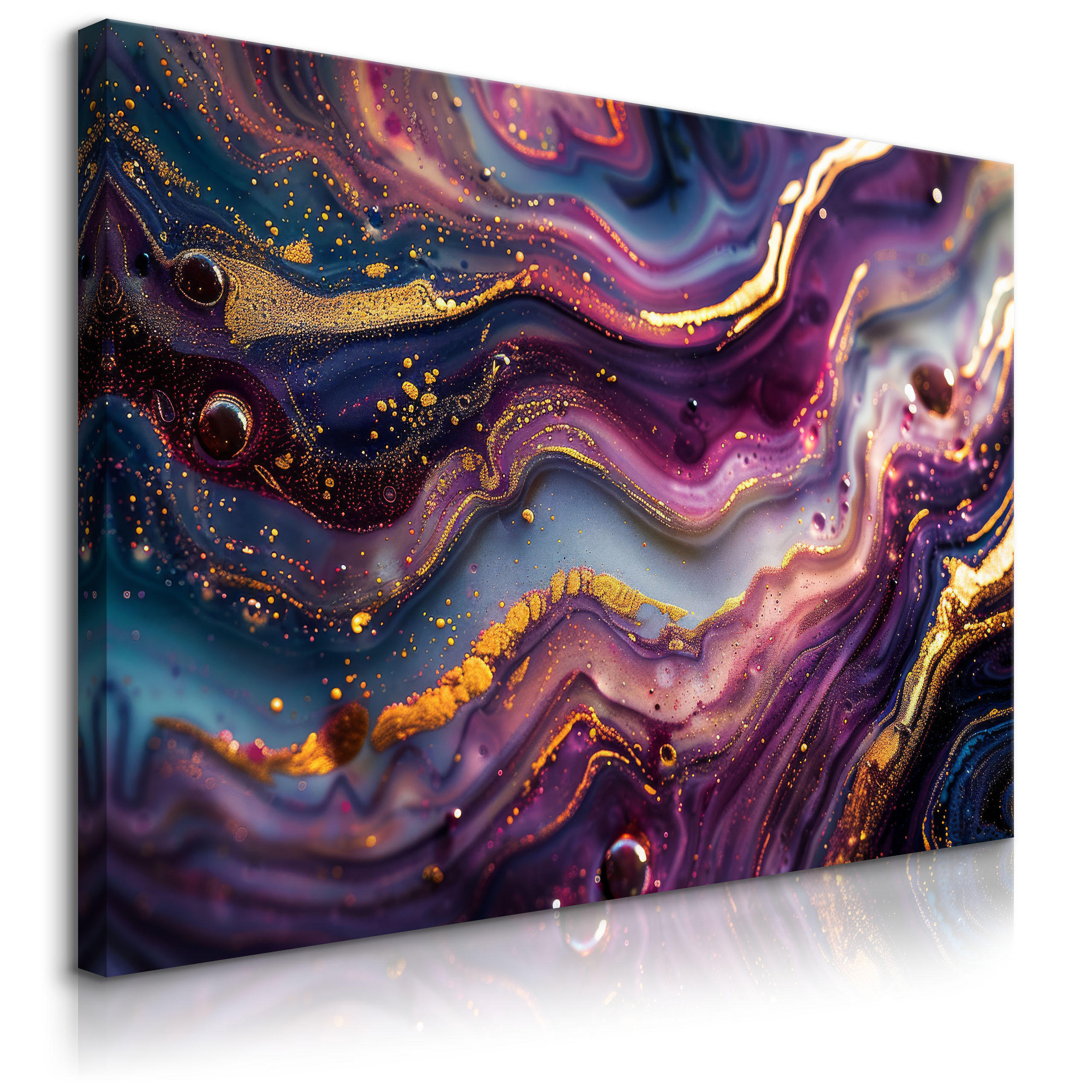 WANDBILD für Wohnzimmer MARMOR Abstraktion Glamour 120/80 cm - Blau/Violett, Textil (120/80cm) - Muralo