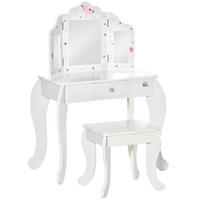 KINDERSCHMINKTISCH DE-18628 mit Triptychonspiegel & Schublade Weiß - Weiß, Holzwerkstoff (40/85.5/63cm) - ComfortXL