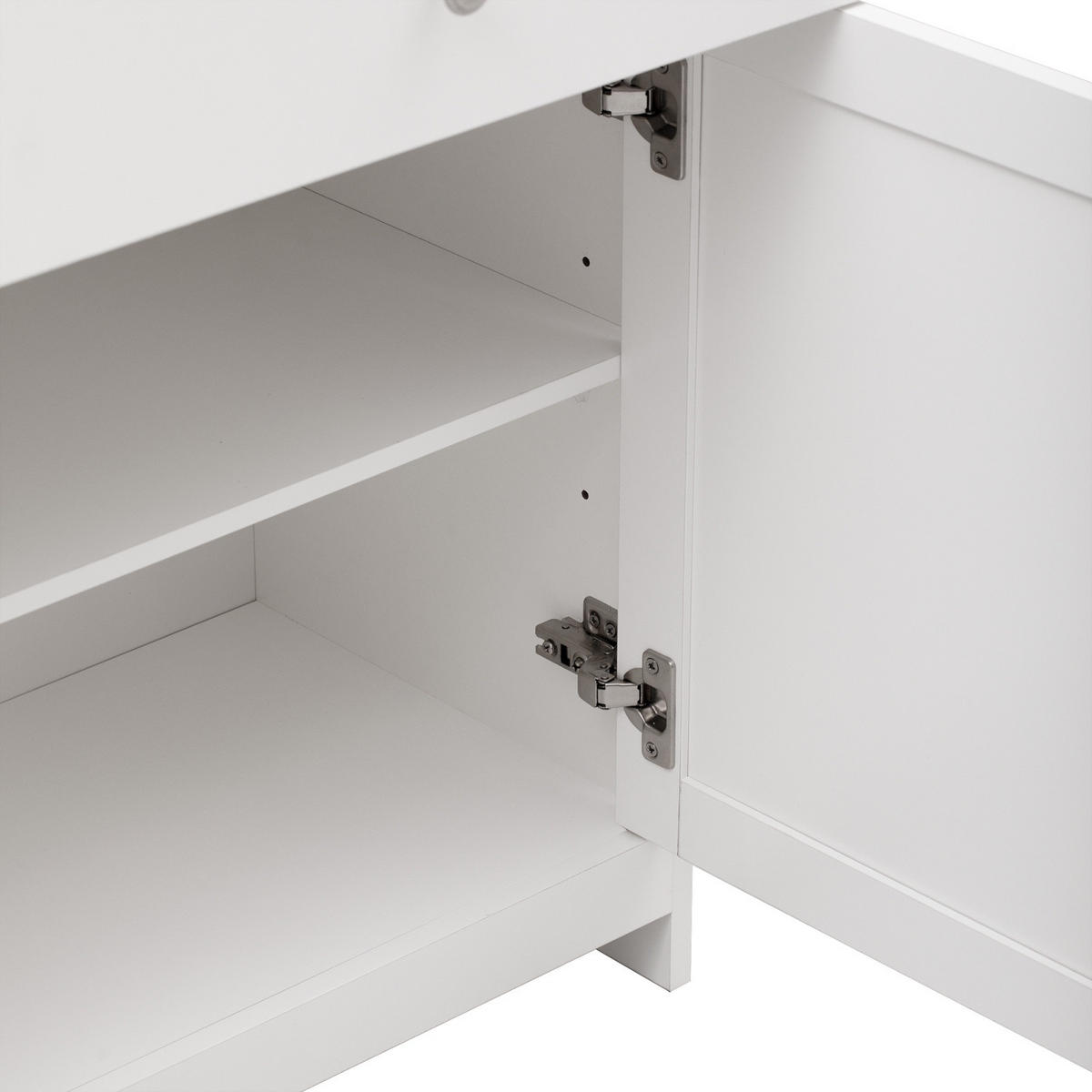 SIDEBOARD 160cm, mit 3 Schubladen, 4 Türen, 2 verstellbaren Regalböden, Küchenschrank, Weiß - Weiß, Holzwerkstoff (160/37/75cm) - Waldena