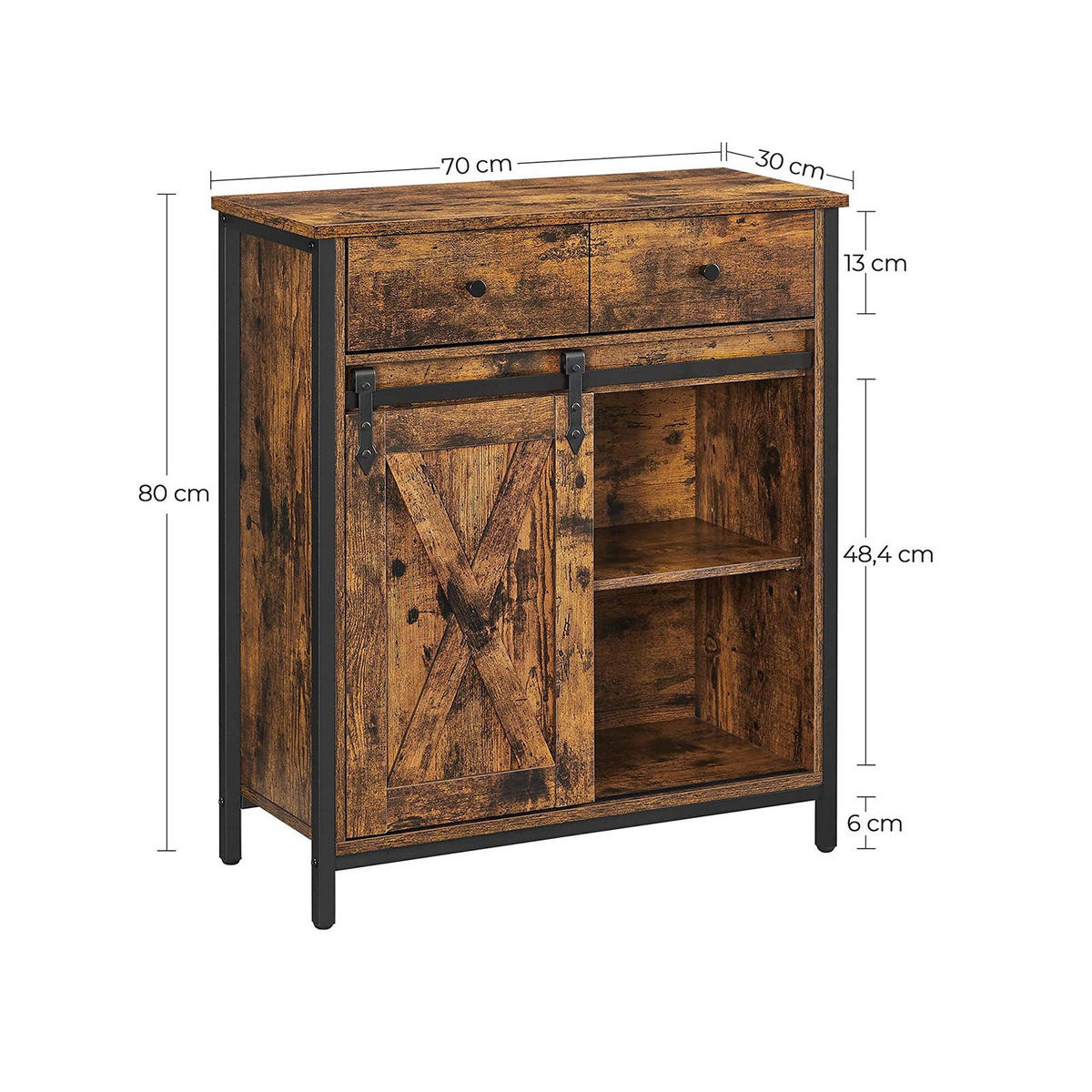 BEISTELLSCHRANK - Braun, Holzwerkstoff (30/80/70cm) - Hansiro