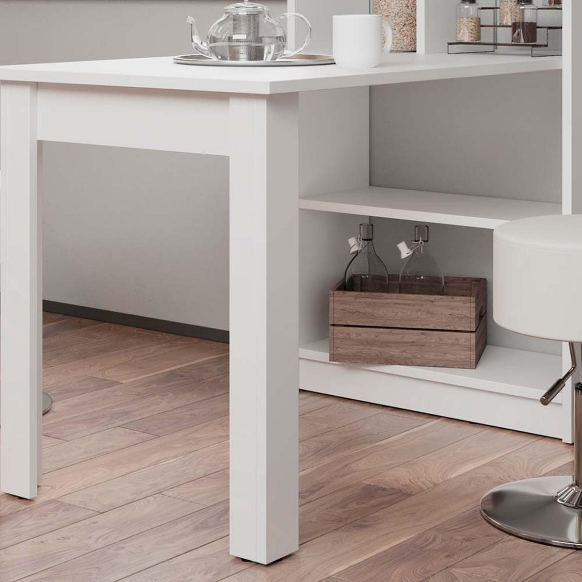 ESSTISCH Gael Weiß 70 x 122 cm mit 6 Fächern - Weiß, Holzwerkstoff (122/70/145.6cm) - Vicco