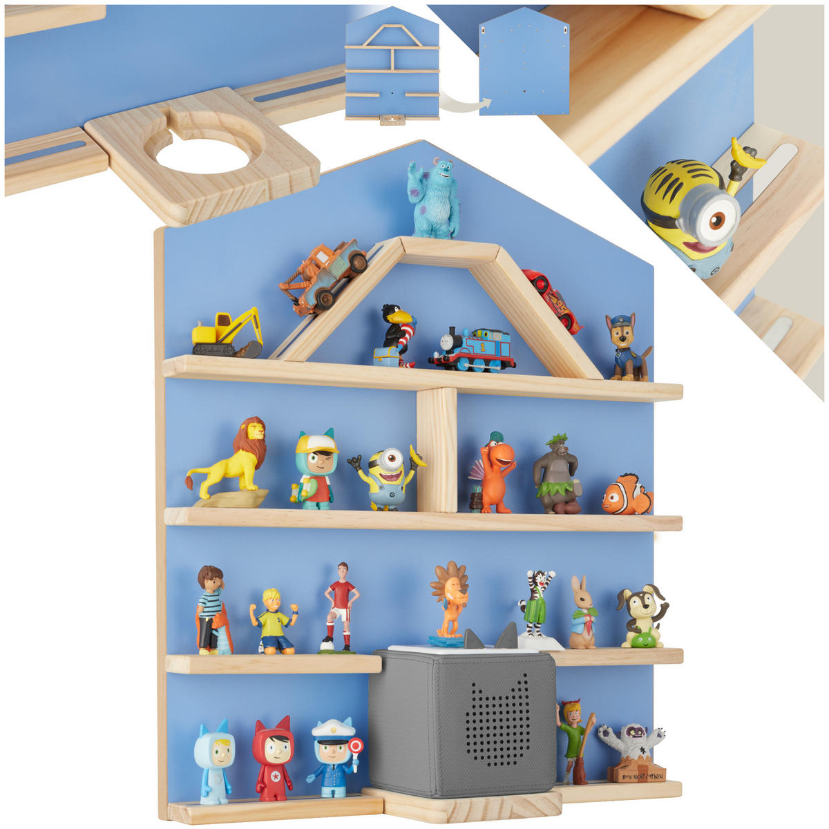 WANDREGAL Mylittle Story,50 x 15,5 x 60 cm, blau - Blau, Holz (50/60/15.5cm) - tectake