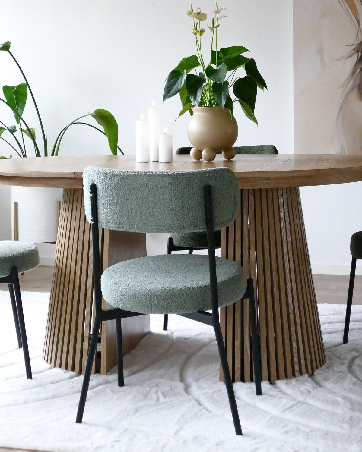 JÍDELNÍ ŽIDLE sada 2 ks Bouclé Světle zelená Allison - černá/světle zelená, textil (47/77/52cm) - Beliani
