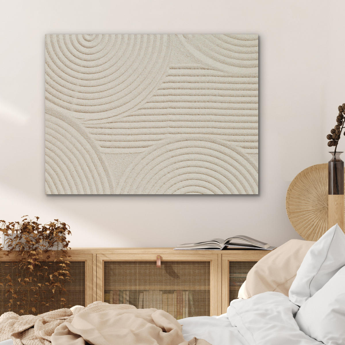 AKUSTIKPANEEL Muster - Abstrakt - Weiß 80x60 cm - Beige, Textil (80/0.9/60cm) - MuchoWow