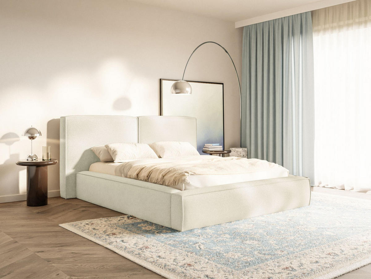 POLSTERBETT Tilves Creme 140x200 cm - Creme/Schwarz, Kunststoff/Textil (140/200cm) - Selsey