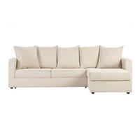ECKSOFA rechts umwandelbar 4 Sitze in beige Cordstoff mit 13 cm Matratze BACIO - Beige, Textil (150/276cm) - Miliboo