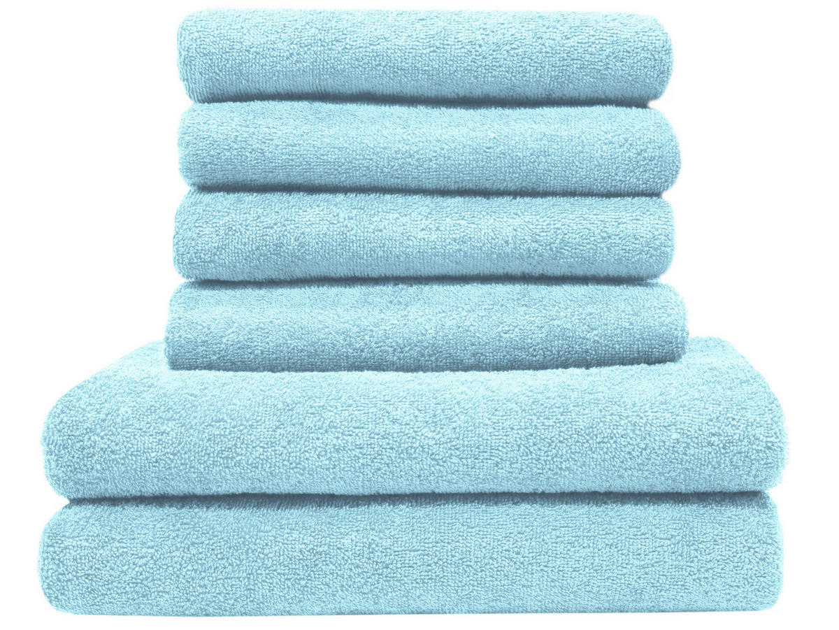 HANDTÜCHER SET, 6er-Set, 50x100 cm + 70x140 cm, 100% Baumwolle, Blau - Hellblau, Textil (50/100cm) - Zollner