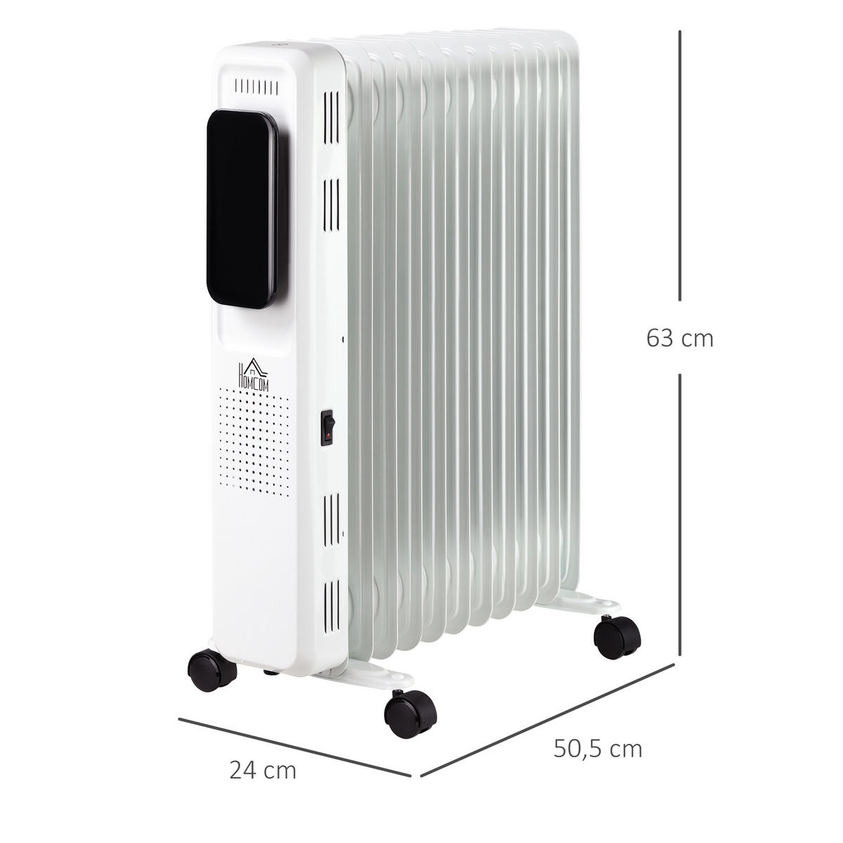 HEIZKÖRPER, 2500W, 3 Heizstufen 24-Stunden-Timing, Weiß, Stahl - Weiß, Kunststoff/Metall (24/63/50.5cm) - HOMCOM