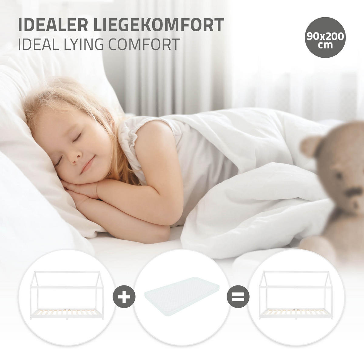 KINDERBETT mit Dach 90x200 cm Weiß - Weiß, Holz (90/200cm) - ML-DESIGN
