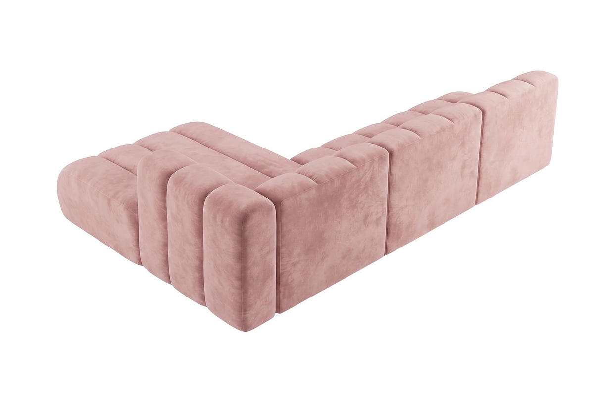 ECKSOFA Modulares In L-Form, Velvet-Stoff Riviera, Hellrosa, Links, GRAND 295 cm - Hellrosa, Holz (295/179cm) - Kaiser Möbel