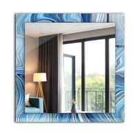 SPIEGEL 60 x 60 cm Rechteckig mit Aufdruck - Blau, Glas (60/60/0.4cm) - TULUP