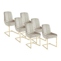 STUHL 6er-Set - Samt & goldfarbenes Metall - Beige - BERLONA - Beige, Textil (58/96/53cm) - Vente-Unique