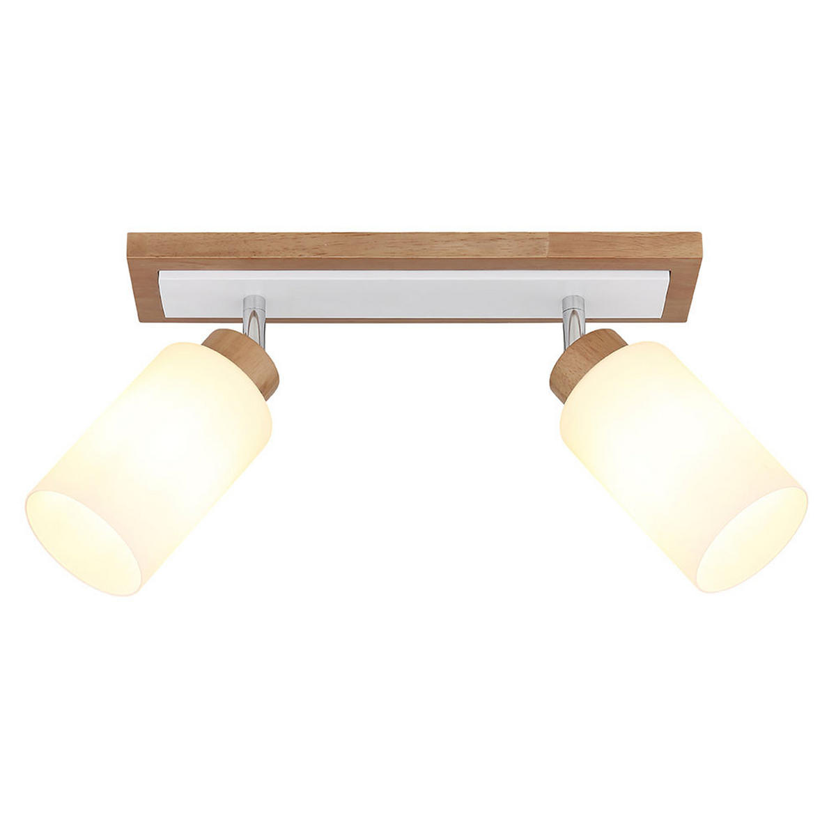 LED DECKENLEUCHTE Holz Braun, Metall Weiß, schwenkbar - Klar, Holz (60/10.3/22cm) - Globo Lighting
