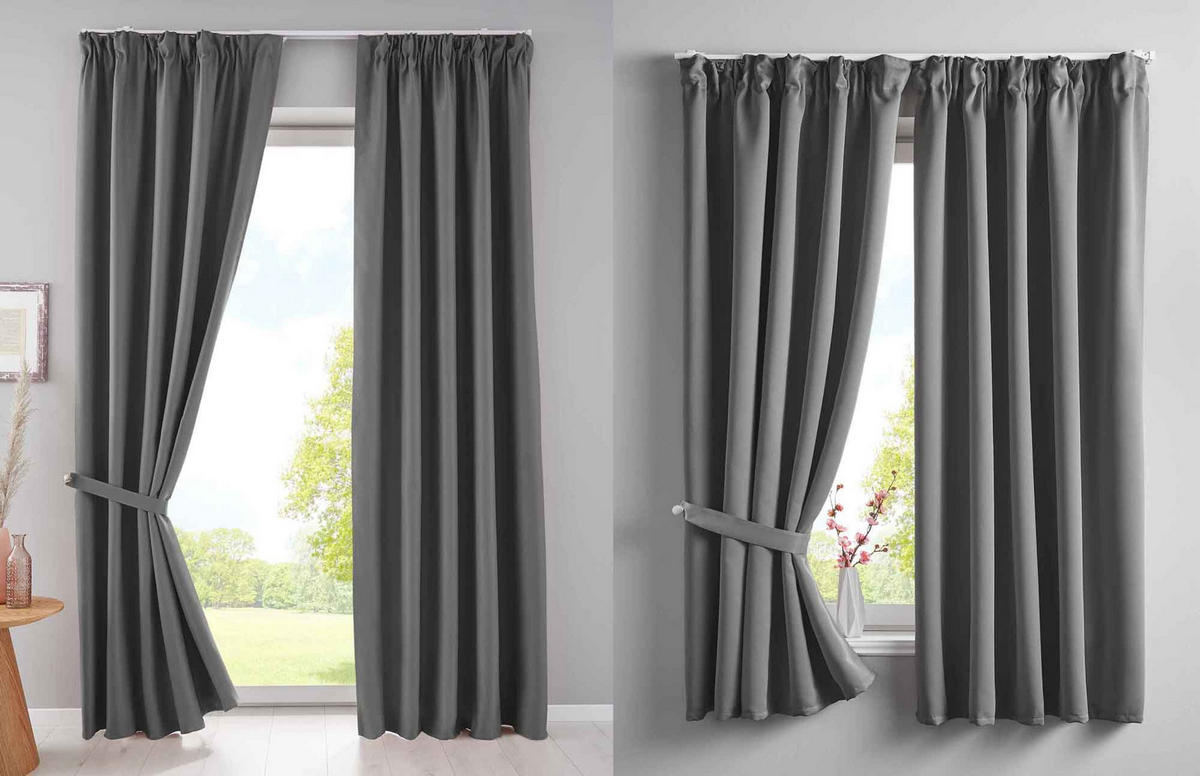 VORHANG »NewYork« HxB 160x140 cm Dunkelgrau - Dunkelgrau, Textil (140/160cm) - Gardinenbox
