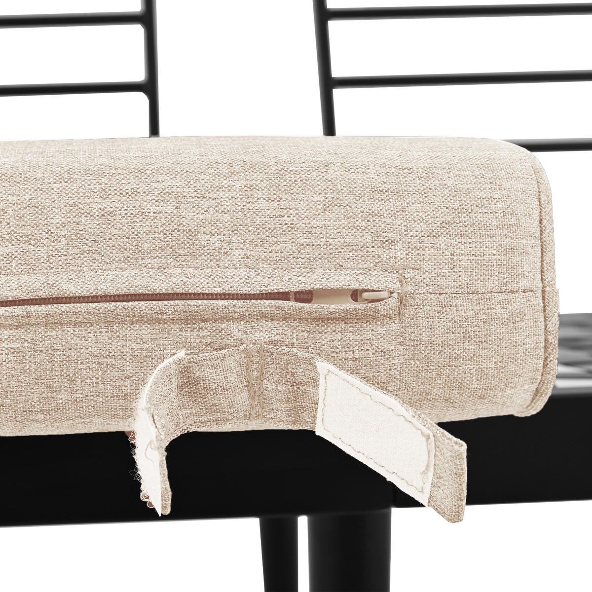 LOUNGEGARNITUR aus Eisen 160x64x75 cm Beige mit 8 cm Kissen - Beige, Metall - Modfu