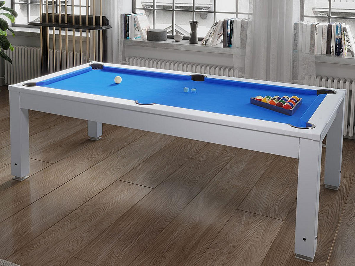 BILLARDTISCH - 8 Personen - holz - blau, weiß Snooker - Weiß, Holz (207/114.2cm) - Vente-Unique