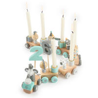 GEBURTSTAGSZUG mit 6 Kerzen Scandi - Blau, Holz (5/48cm) - Bieco Spielwaren