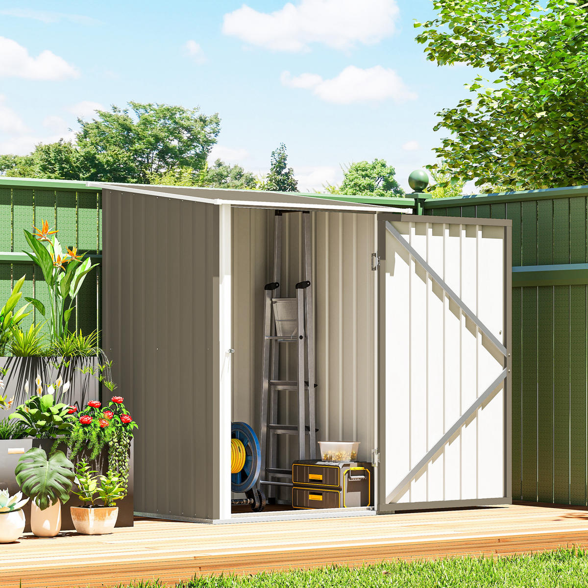 GARTENHAUS aus verzinktem Stahl mit Tür, , und 100 x 104 x 160 cm ,braun, weiß - Braun, Metall (100/160/104cm) - Vallsero