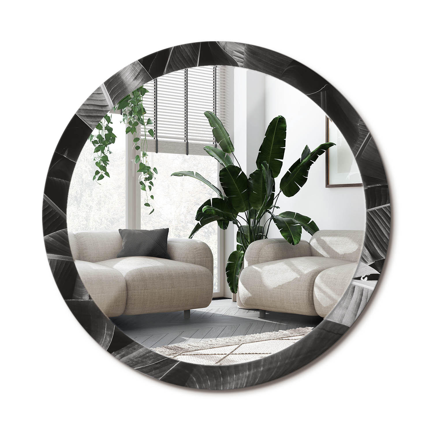 SPIEGEL Rund Ø 100 cm mit Aufdruck - Grau, Glas (100/100/0.4cm) - Wallfluent