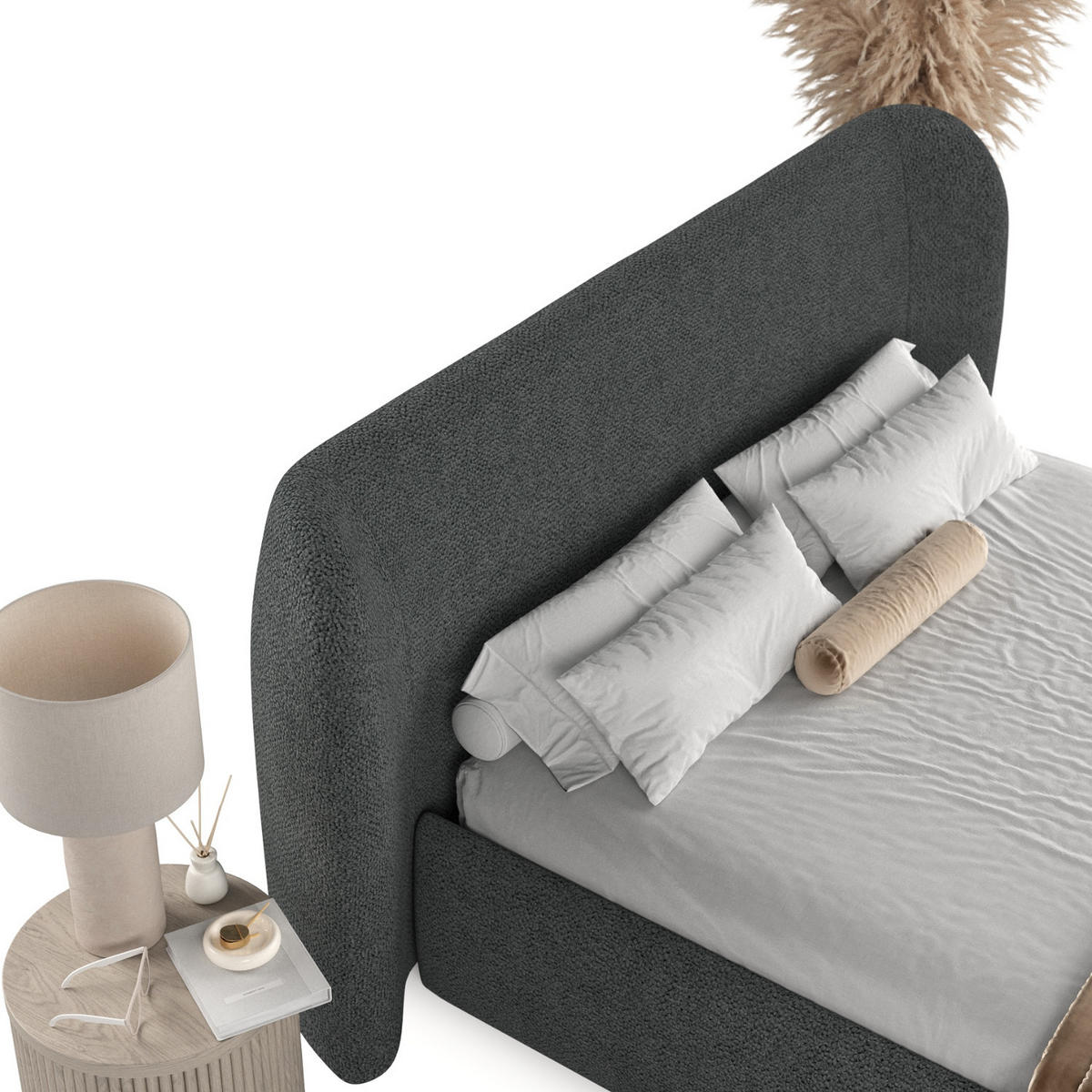POLSTERBETT Bellano mit Stauraum 180/200 cm Anthrazit im Bubble Stoff - Anthrazit/Schwarz, Holz/Holzwerkstoff (180/200cm) - AltaBeds