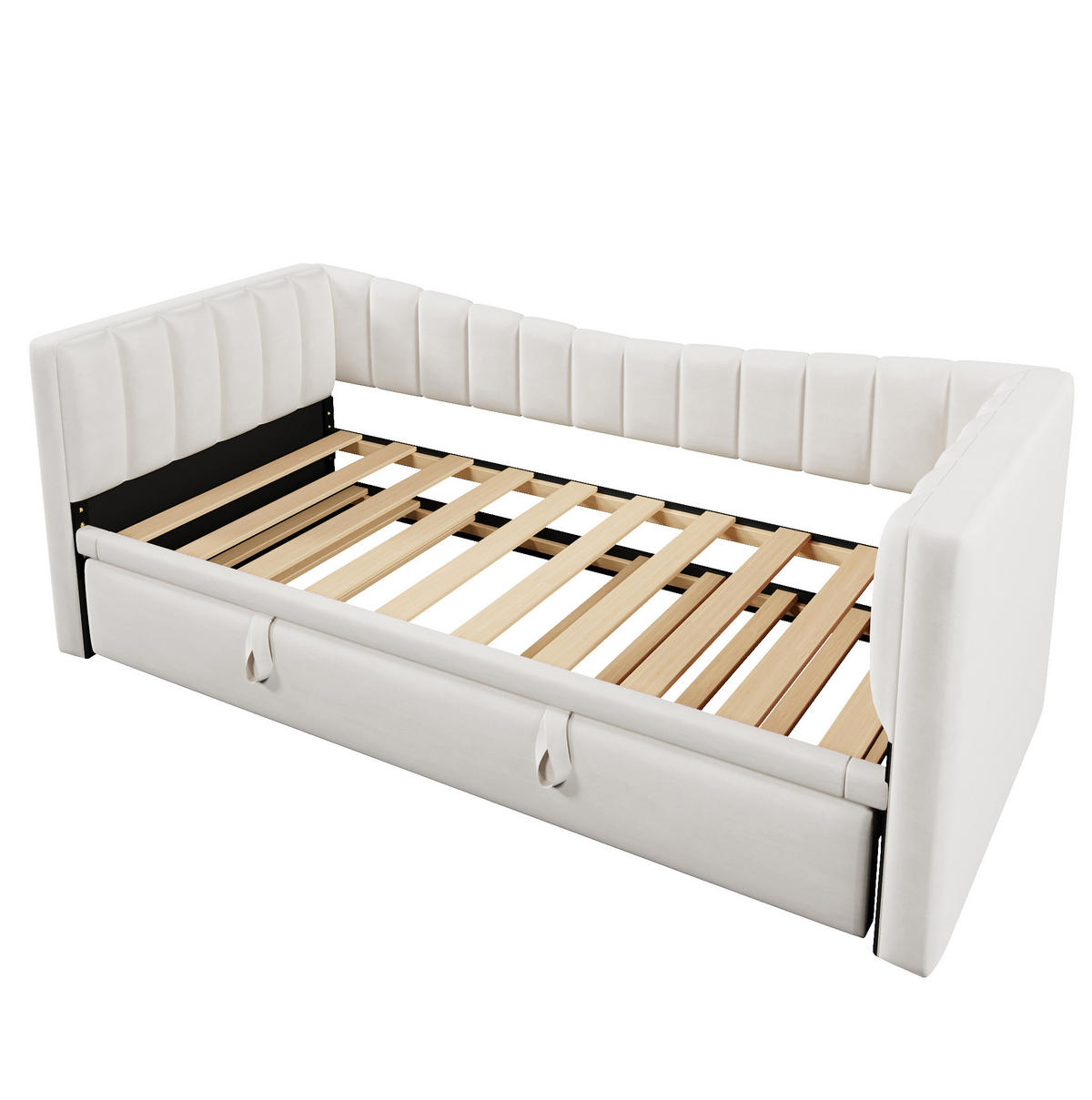 POLSTERBETT 90/200 cm aus Samt in Weiß - Weiß, Textil (180/200cm) - OKWISH