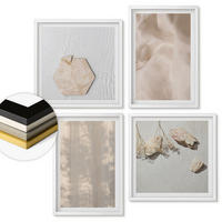 WANDBILDER 4er-Set - 50x50 cm & 40x60 cm Weißer Rahmen - Dezente Boho-Naturtexturen - Weiß, Kunststoff (50/50cm) - ArtPrintCave