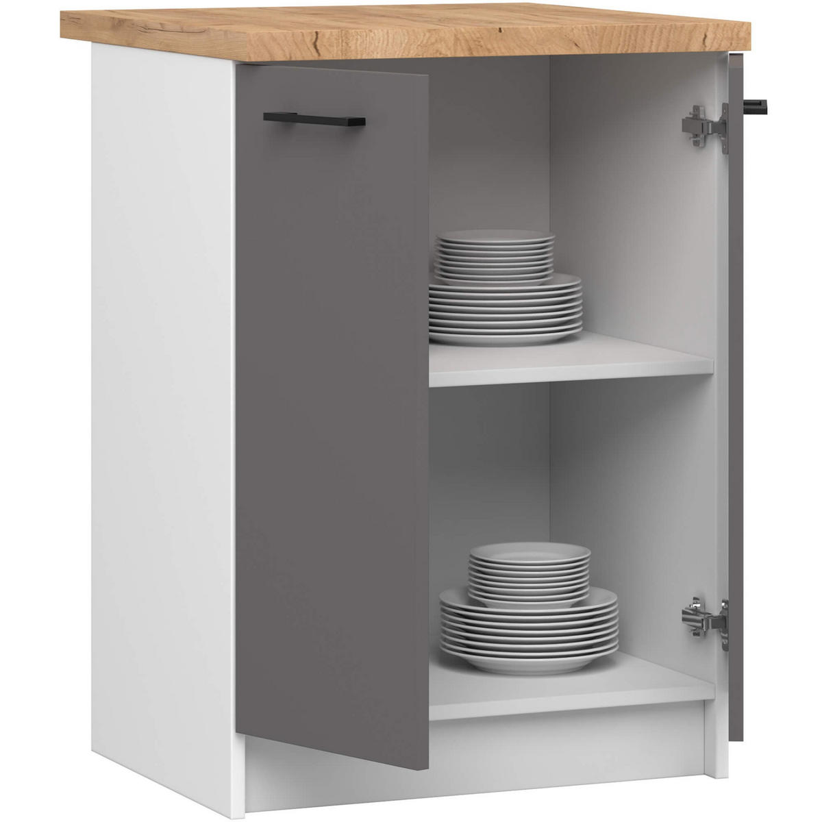 UNTERSCHRANK Weiß, Graphit Grau 85/60/46 - Weiß/Grau, Holzwerkstoff (60/85/46cm) - RAUMHIRSCH FURNITURE