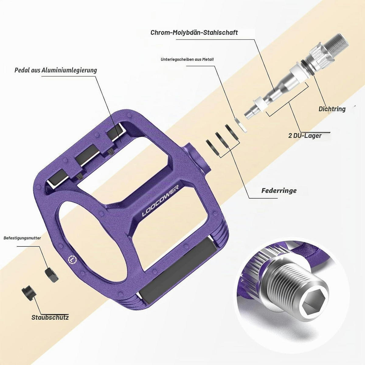 FAHRRADPEDALE Aluminium Plattform Violett mit Reflektoren - Violett, Metall (10/1.5/12cm)