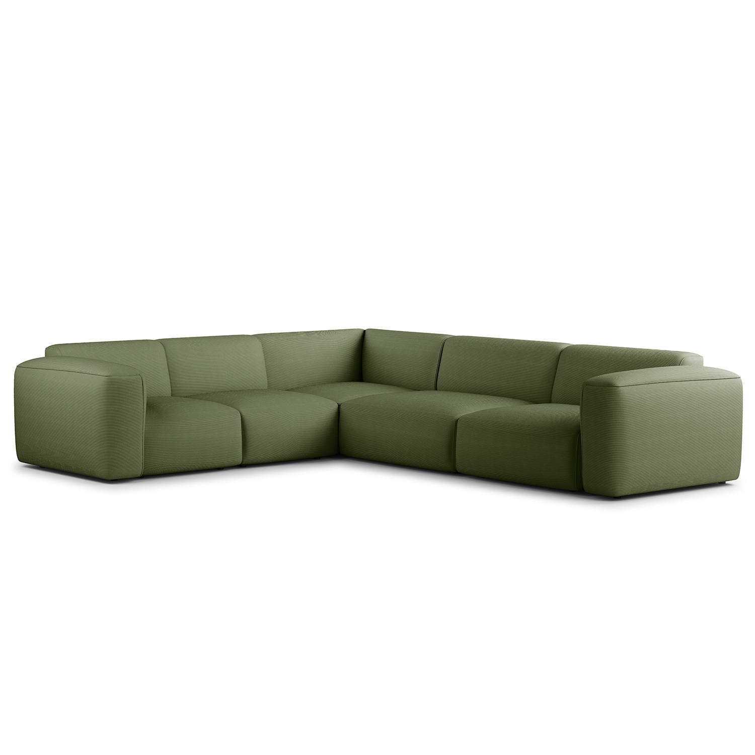 ECKSOFA mit Rundecke - Dunkelgrün/Schwarz, Kunststoff/Textil (325/260cm) - home24