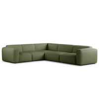 ECKSOFA mit Rundecke - Dunkelgrün/Schwarz, Kunststoff/Textil (325/260cm) - home24
