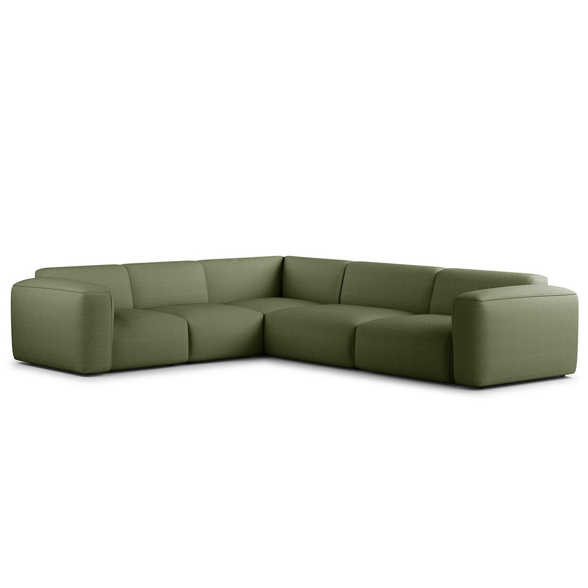 ECKSOFA mit Rundecke - Dunkelgrün/Schwarz, Kunststoff/Textil (325/260cm) - home24