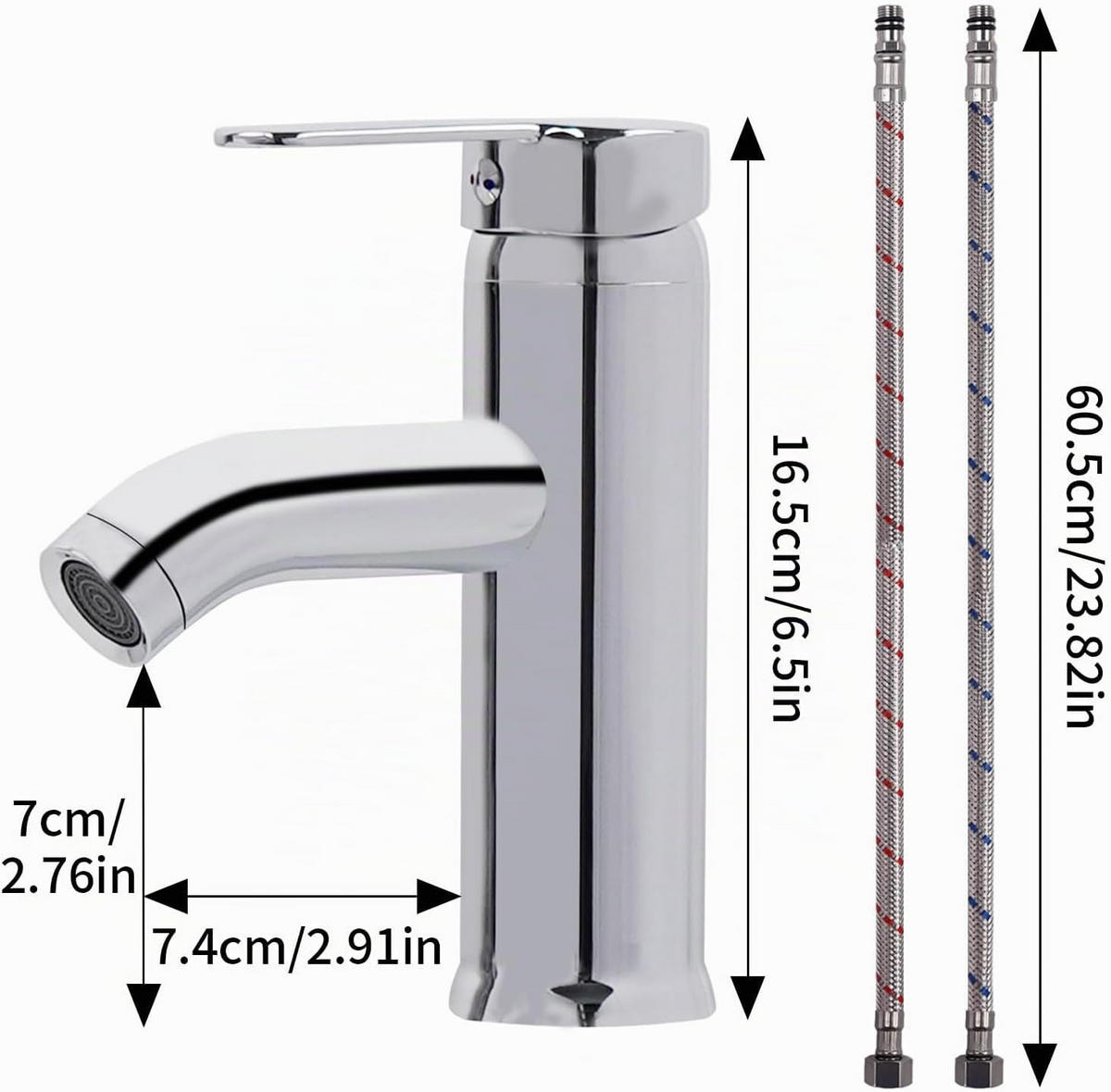 BADEZIMMERARMATUR mit Zulaufrohr, 16,5 cm hoch, silber. - Silberfarben, Metall (25/10/20cm) - Vallsero