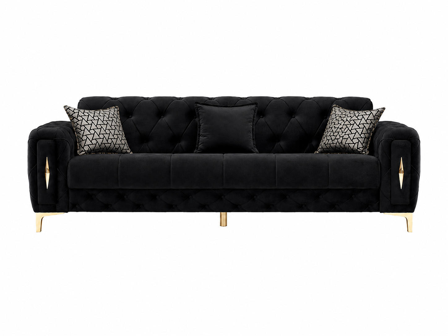 3-SITZER SOFA Patna Schwarz - Schwarz, Holzwerkstoff/Kunststoff (240/85/100cm)