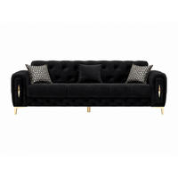 3-SITZER SOFA Patna Schwarz - Schwarz, Holzwerkstoff/Kunststoff (240/85/100cm)