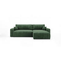 ROHOVÁ pohovka BERLIN pravá zelená manšestr Poso 14 - funkce spaní, úložný prostor - zelená barva, textil (285/184cm) - Cornero