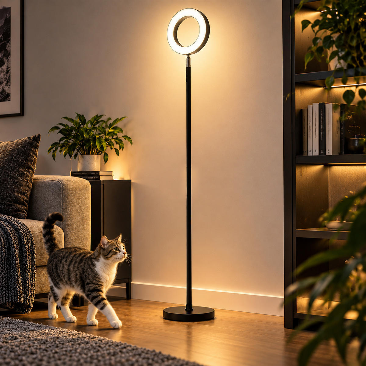 STEHLAMPE Stahl PC-Kunststoff Schwarz - Schwarz, Metall (25/25/172cm) - HOMCOM